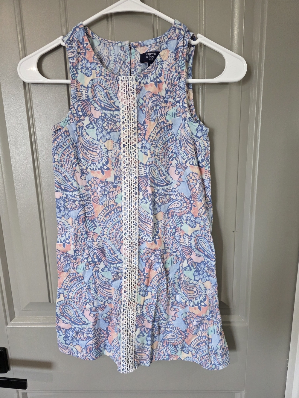 Crown & Ivy Girls Size 8 Blue And Pink Paisley Print Dress Sleeveless